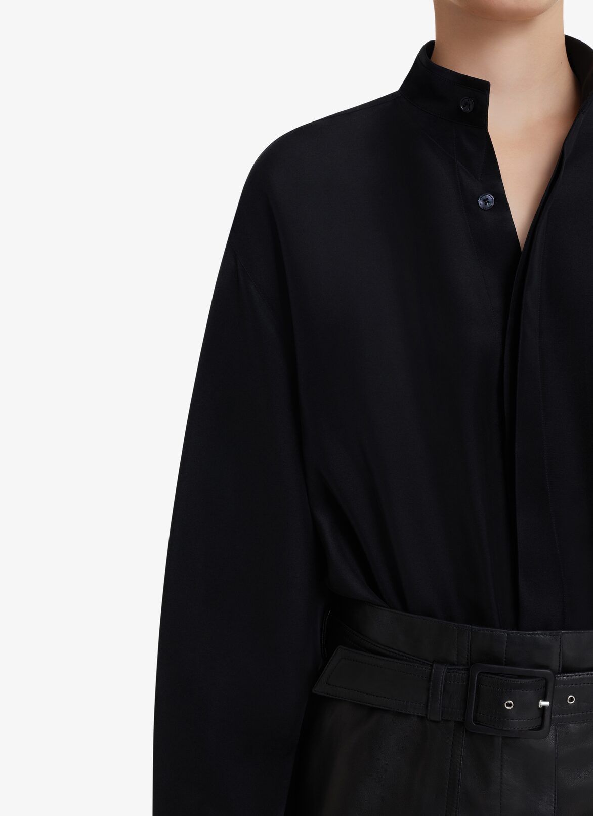 SILK GEORGETTE BODYSUIT-SHIRT ALAÏA BLACK  SILK GEORGETTE BODYSUIT-SHIRT